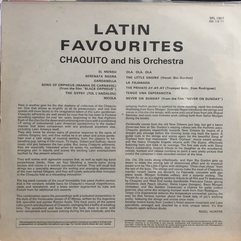 Chaquito And His Orchestra ‎– Latin Favourites