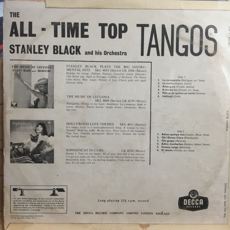 Stanley Black & His Orchestra ‎– The All Time Top Tangos