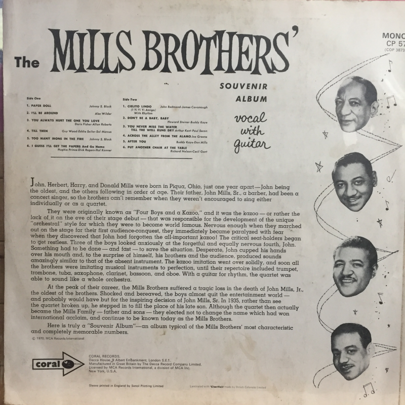 The Mills Brothers ‎– The Mills Brothers' Souvenir Album