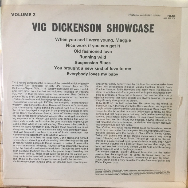 Vic Dickenson ‎– Showcase Vol.2