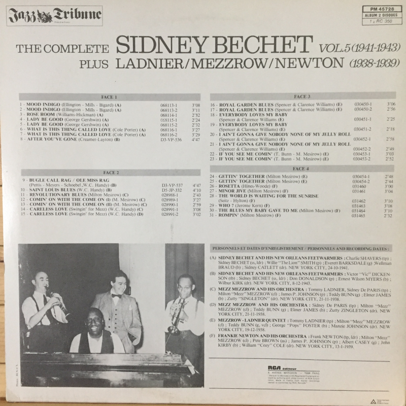 Sidney Bechet ‎– The Complete Sidney Bechet Vol. 5 (1941-1943) Plus Ladnier/Mezzrow/Newton (1938-1939)