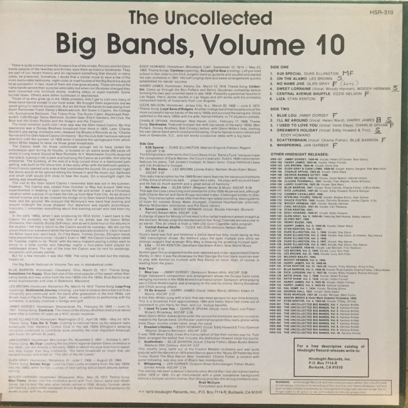 Various ‎– The Uncollected Big Bands Vol. 10