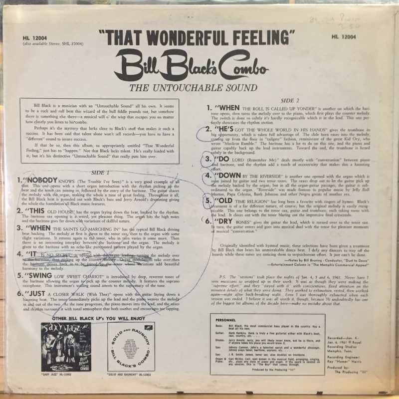 Bill Black's Combo ‎– That Wonderful Feeling