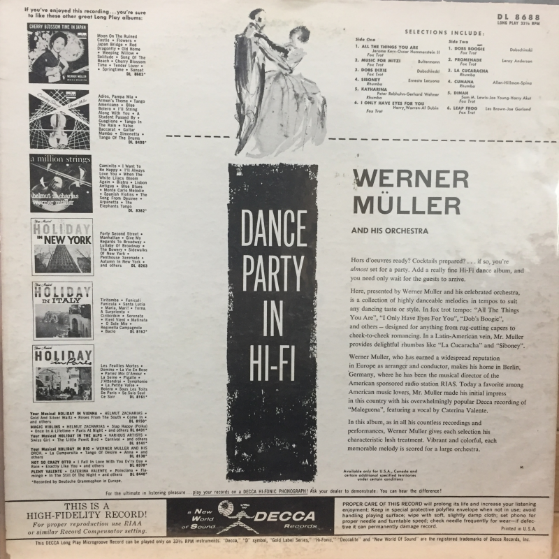 Werner Müller ‎– Dance Party In Hi-Fi