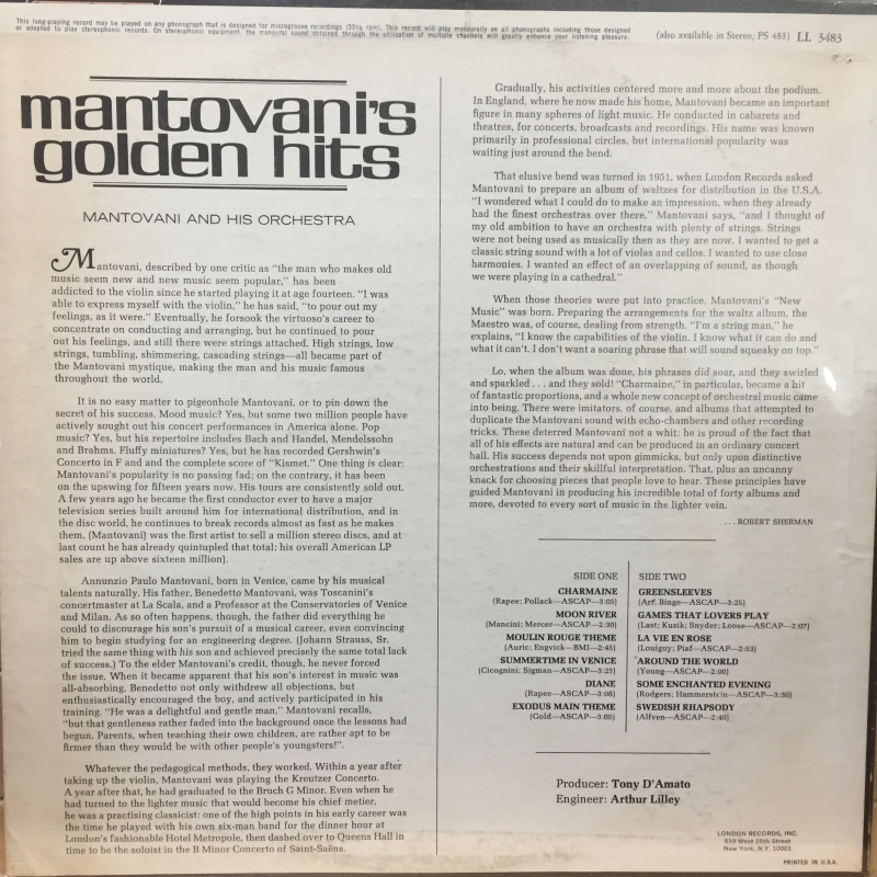Mantovani & His Orchestra* ‎– Mantovani's Golden Hits