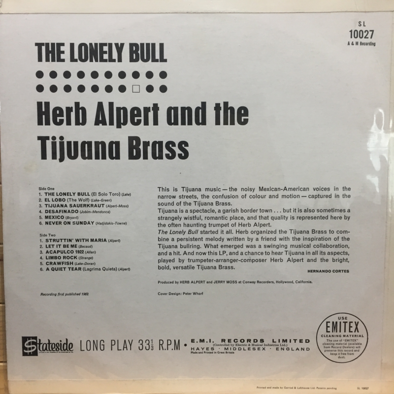 Herb Alpert & The Tijuana Brass ‎– The Lonely Bull