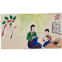 [35] 한국 목포 고아원 성덕원에서 외국 후원자에게 보낸 모자상의 핸드 페이팅 [성탄 감사카드]