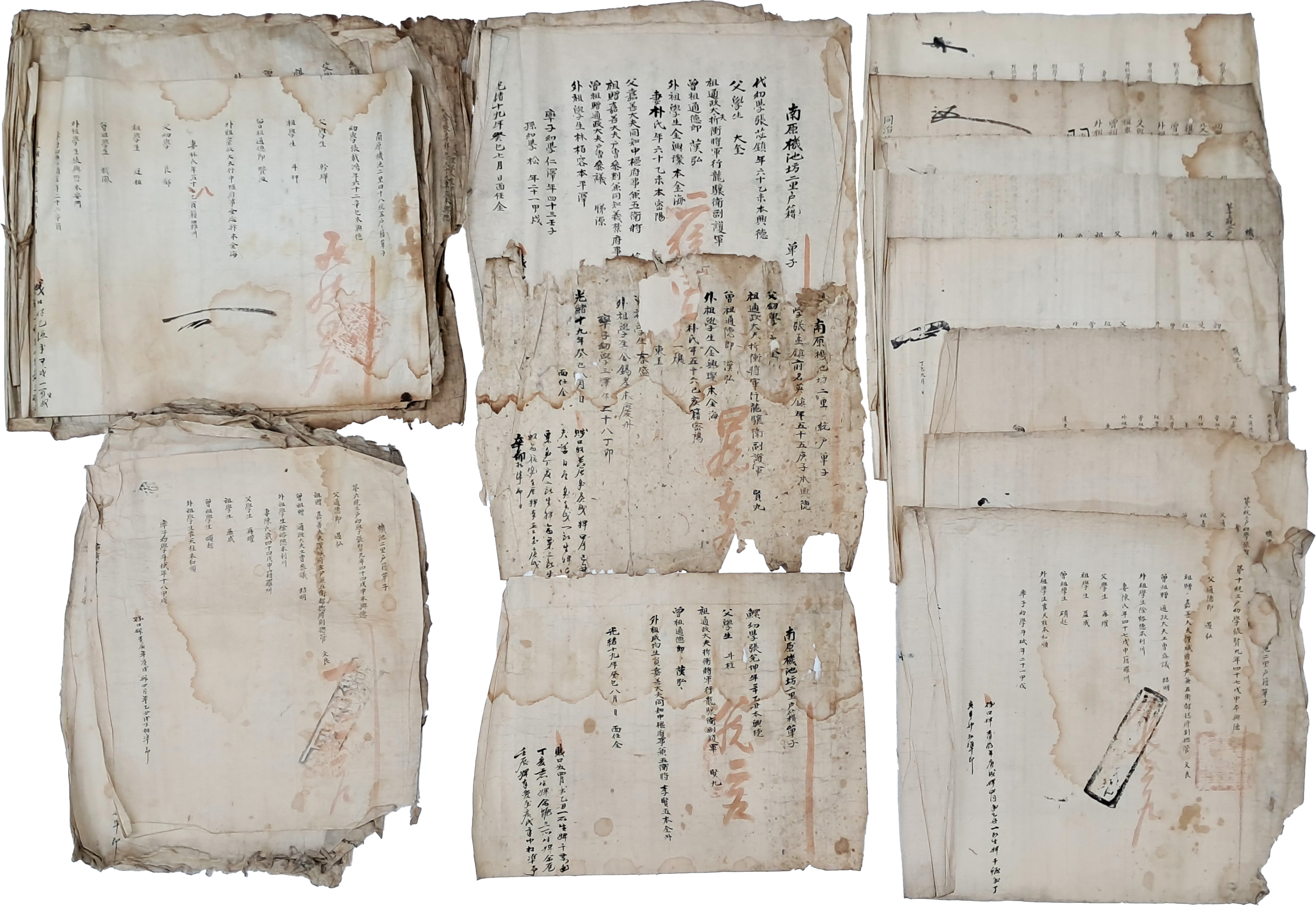 [25] 남원부(南原府) 기지방(機池坊(里)) 흥덕 장씨(興德張氏) 한 집안 호적단자 32점 일괄