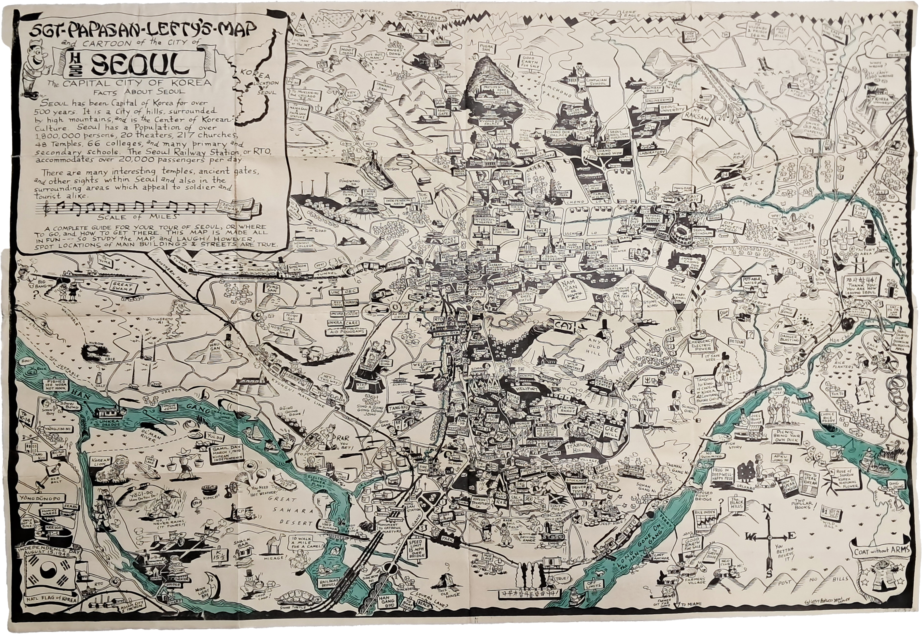[58] 주한미군 상사 파파산 레프티의 만화 서울 지도Sgt-Papasan-Lefty’s Map and Cartoon of the City of Seoul