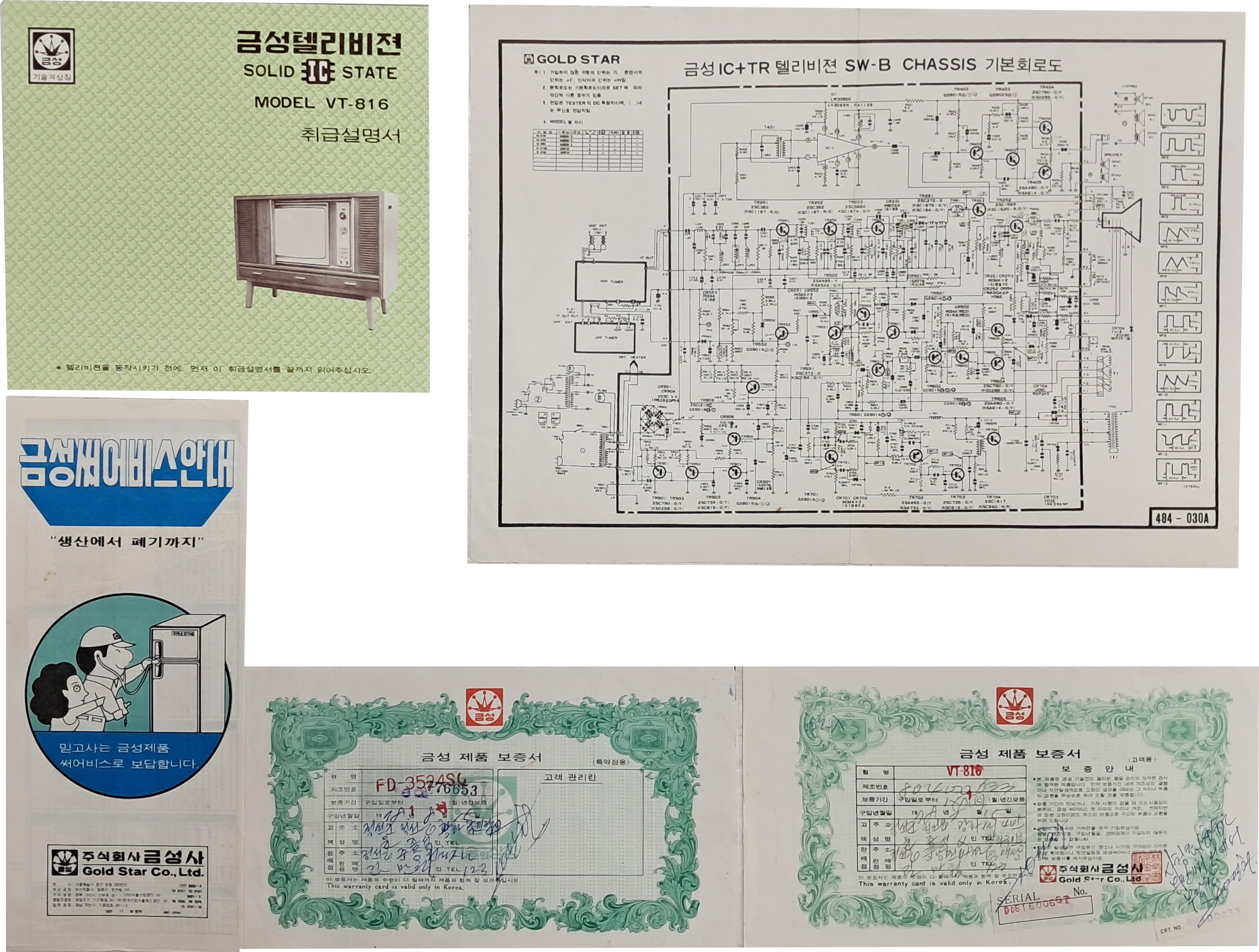 [151] 금성텔리비젼 자료 4종 5점 일괄