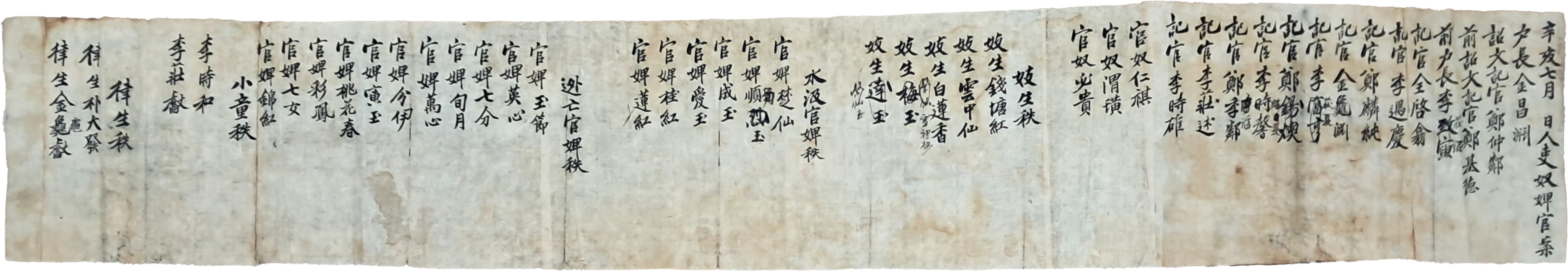 [33] 율생(律生)이 작성한, [신해 칠월 인리 노비관안 辛亥七月人吏奴婢官案]