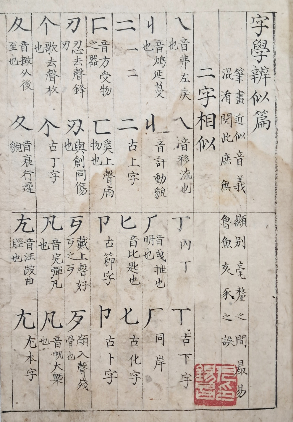[304] 희귀본 유사글자의 음과 뜻을 구별하는 책 [자학변사편 字學辨似篇]